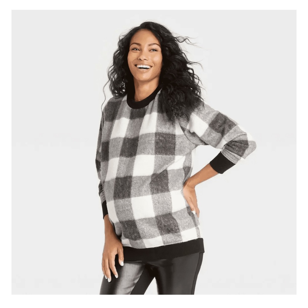 The Nines by HATCH Cozy Sweatshirt - (Black Gingham)